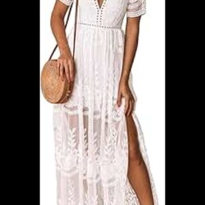 Amazon White Lace Maxi Dress
